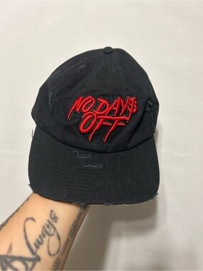 Black Baseball Cap with Red "NO DAYS OFF" Embroidery